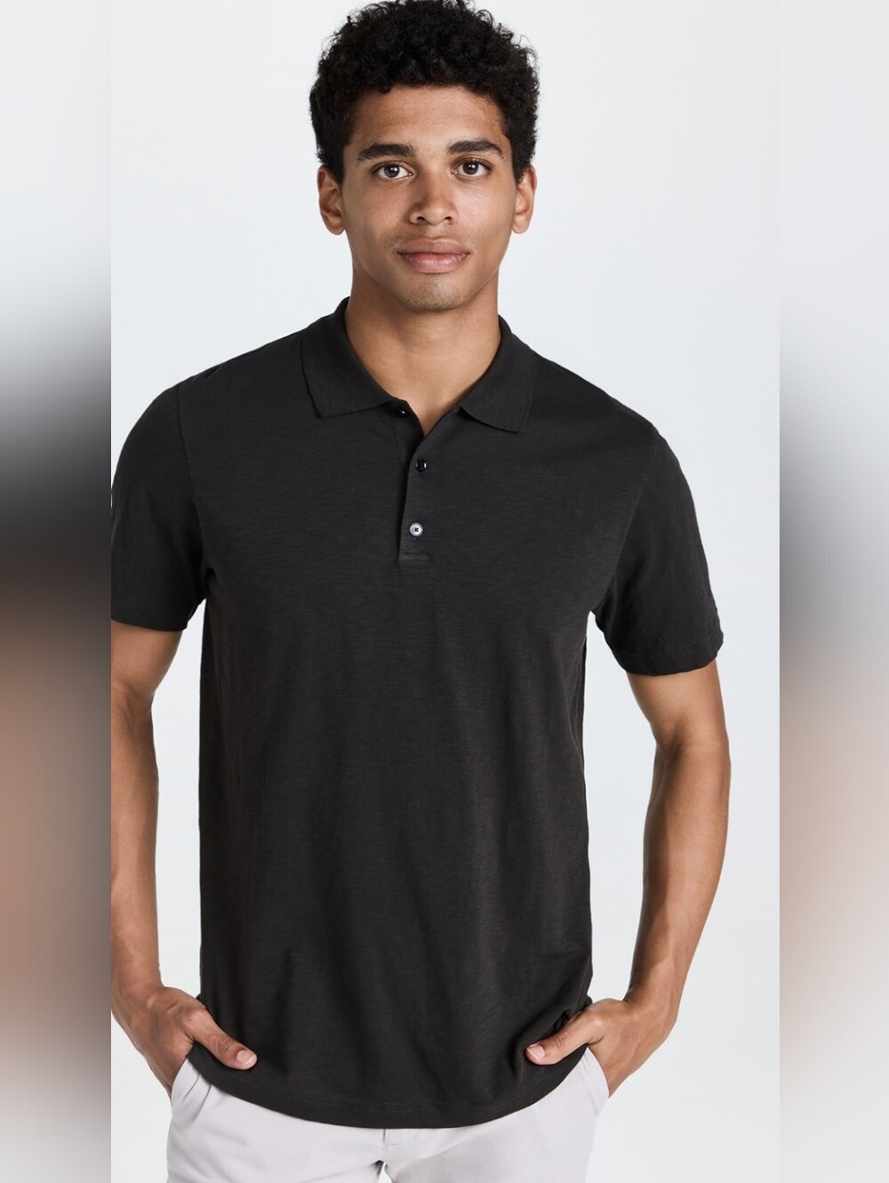 Theory Bron B Air Pique Mens Blac Short Sleeve Collared Golf Polo Shirt Top Sz M